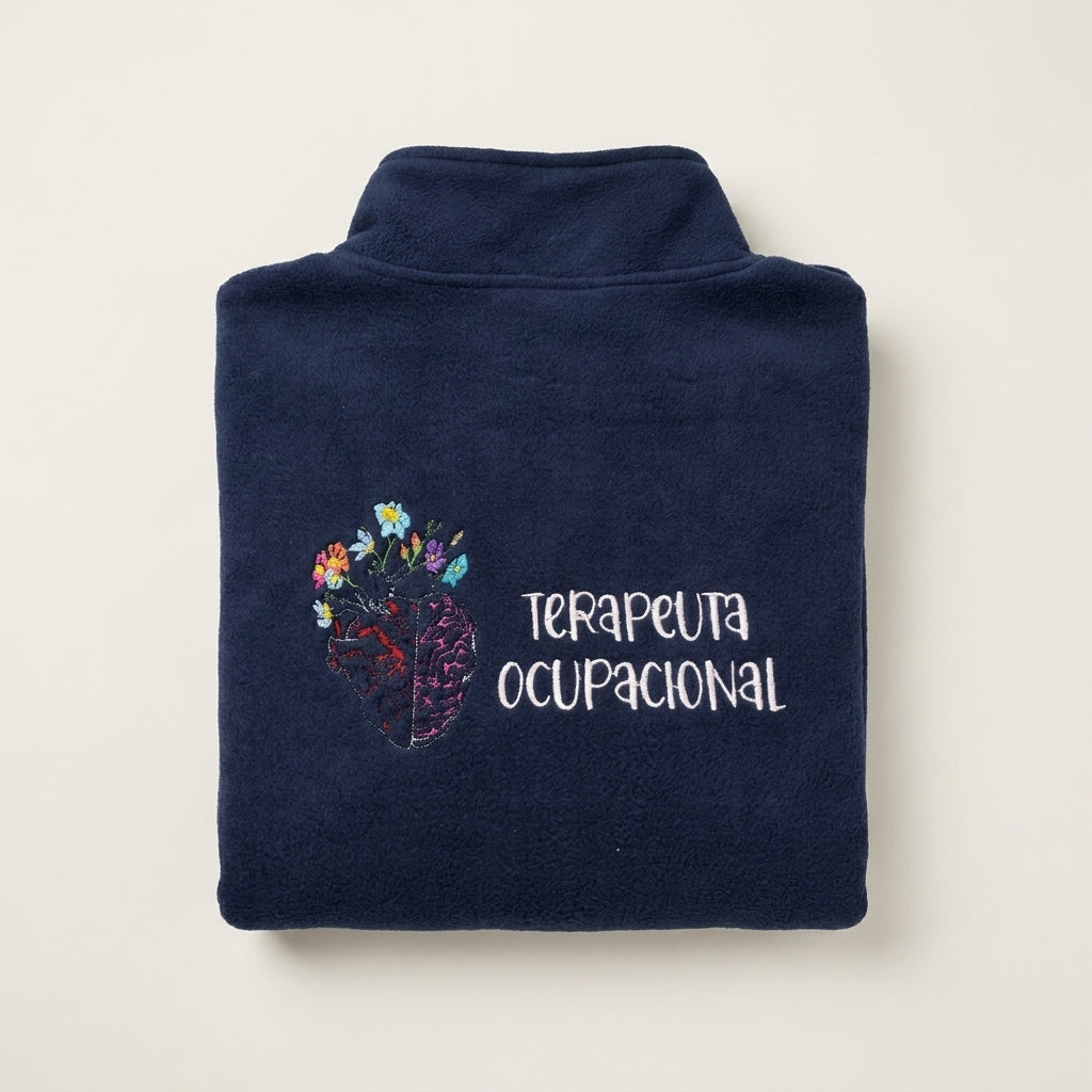 Chaqueta polar cerebro-corazón flores