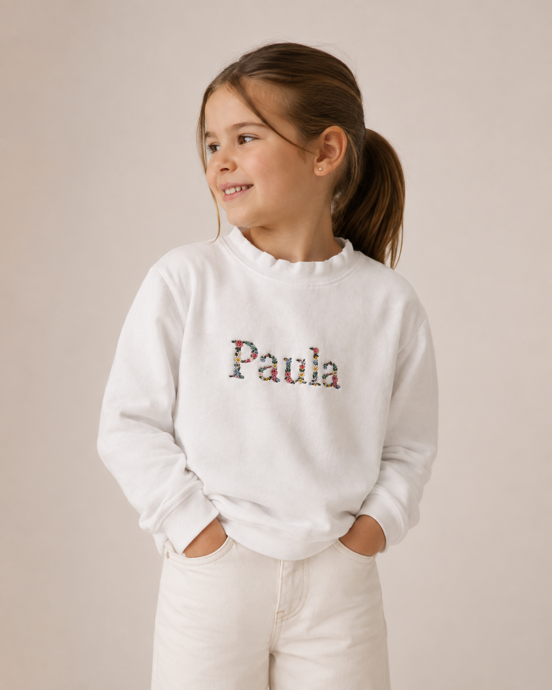 Sudadera Infantil Floral blanca