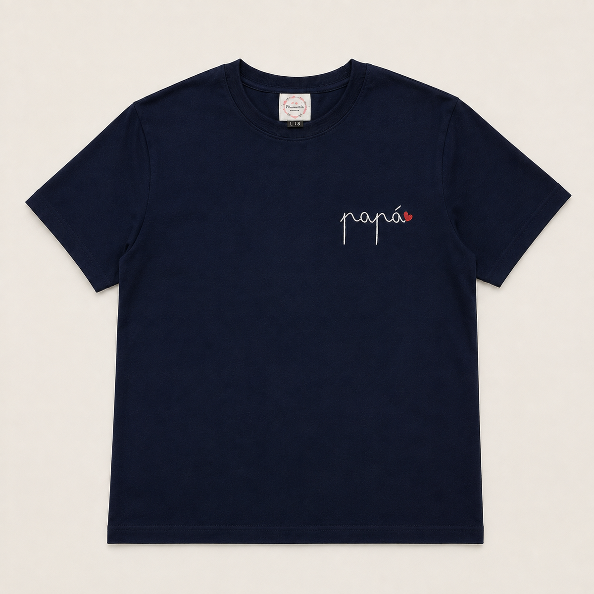 Camiseta Papá Caligrafía bordado pequeño