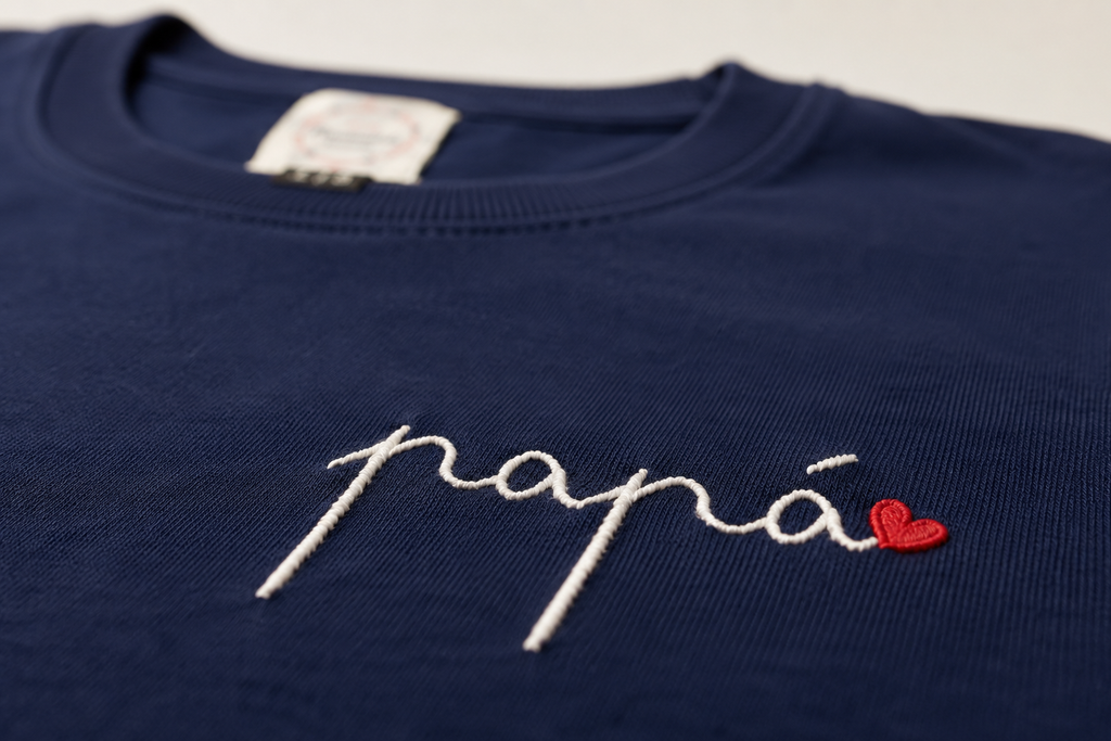 Camiseta Papá Caligrafía bordado pequeño