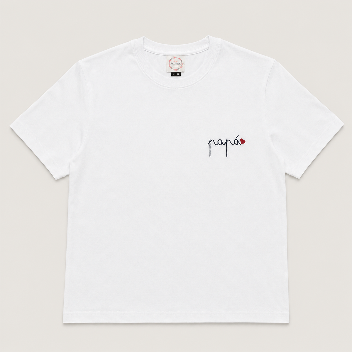 Camiseta Papá Caligrafía bordado pequeño
