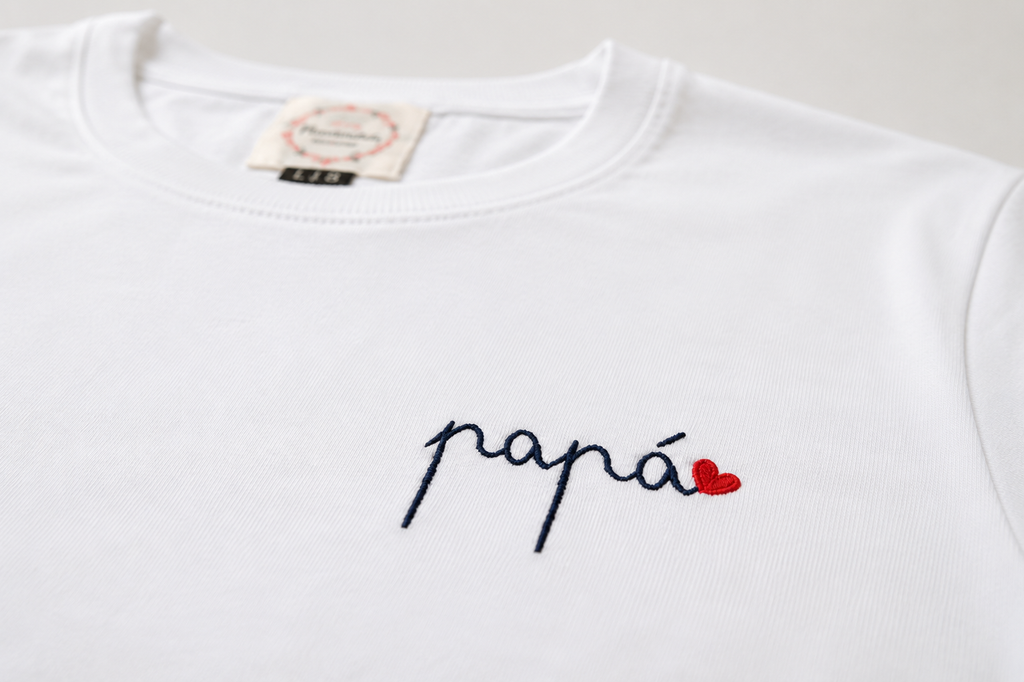 Camiseta Papá Caligrafía bordado pequeño