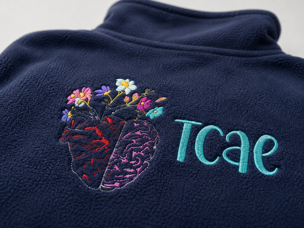 Chaqueta polar cerebro-corazón flores