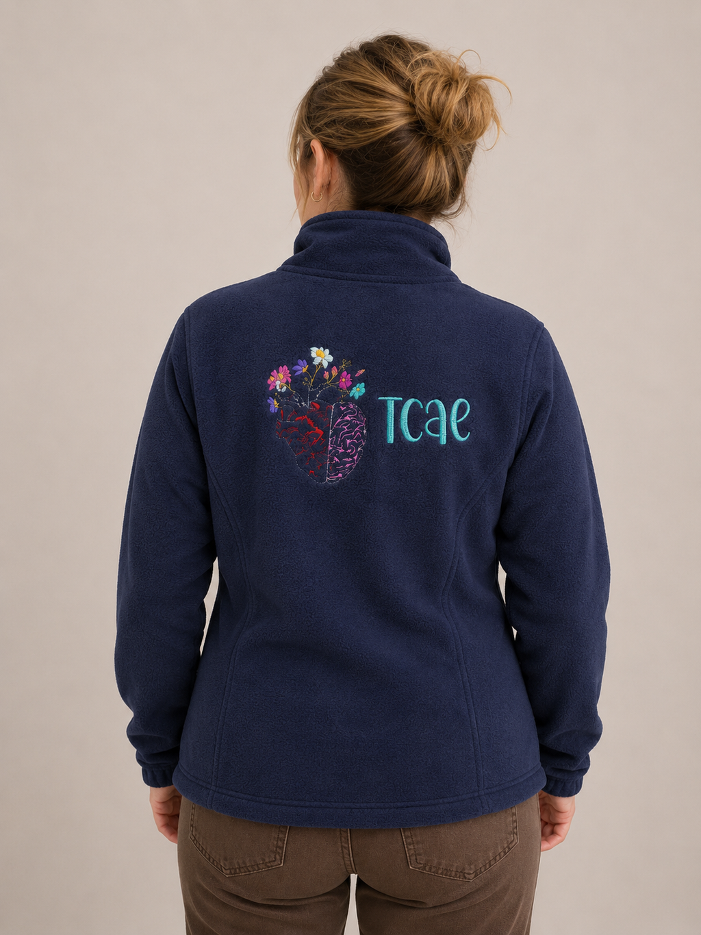 Chaqueta polar cerebro-corazón flores