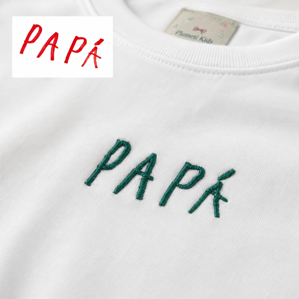 Camiseta con la letra de tu peque bordada
