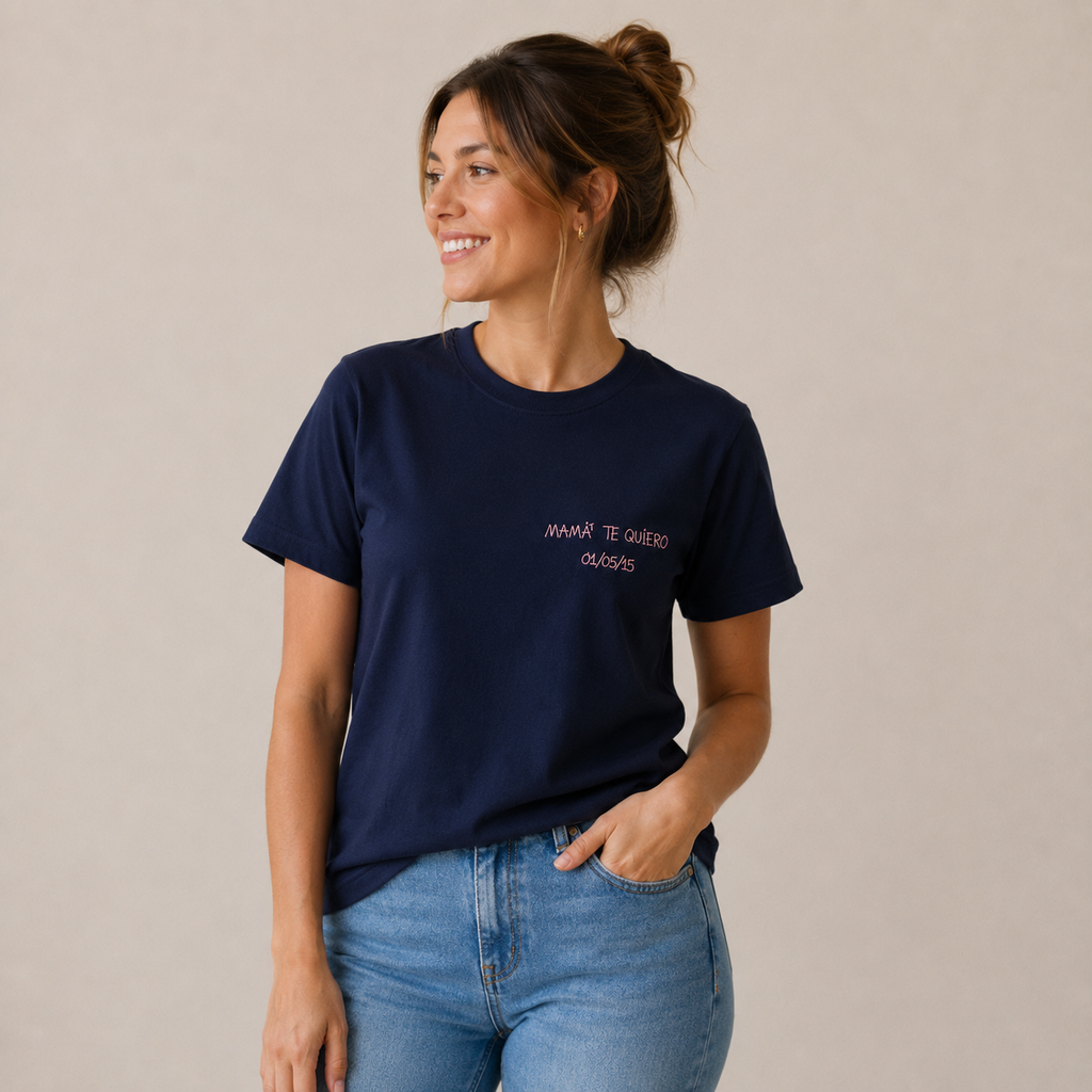 Camiseta con la letra de tu peque bordada