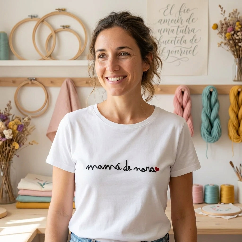 Camiseta Mamá de… Caligrafía
