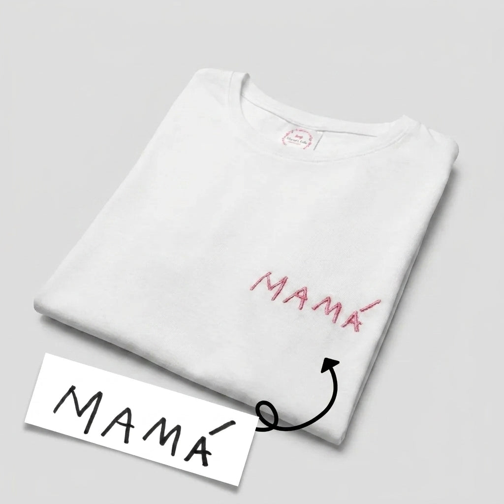 Camiseta con la letra de tu peque bordada
