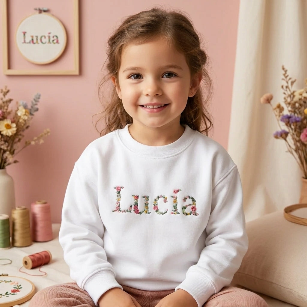 Sudadera Infantil Floral blanca